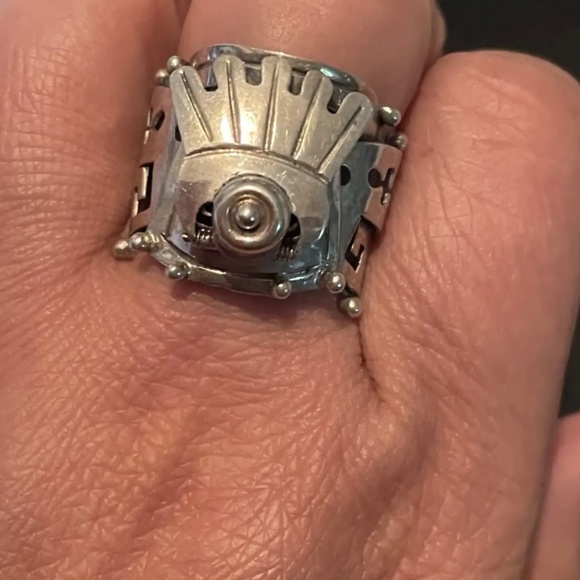 Rare Vintage Mexico Knight Helmet Poison Sterling Silver Statement Adjustable R - Picture 12 of 13